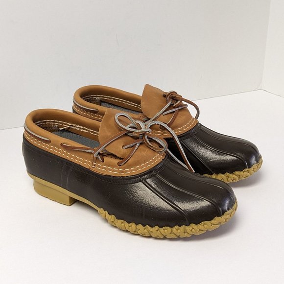L.L. Bean Low Bean Duck Boots, Tan/Navy, Women's 9 Narrow (2A) - Picture 1 of 6